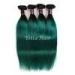 Dark Roots Green Ombre Human Hair Extensions / Brazilian Hair Weave