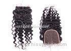 Grade 7A Deep Wave Human Hair Lace Closure / Middle Parting Closure Real Hair