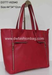 PU red tote bag/Fashion zipper handbag/Lady handbag