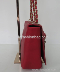 PU red chain handbag/Fashion clamshell design bag/Lady handbag