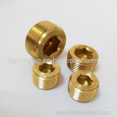 Brass 1/4" thread plug hex socket head pipe plug