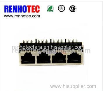 180 degree top entry 4p8c black housing rj45 connector socket