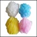 mesh bath sponge with plastic handle