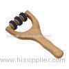 Long Handle Cellulite Wood Back Roller With Black Plastic Roller