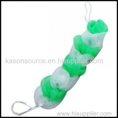 mesh bath sponge with plastic handle