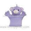 Purple Bear Head Kids Bath Mitt Cotton Terry Body Cleaning Glove