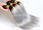 Natural Silver Grey Ombre Human Hair Extensions Straight Brazilian Virgin Hair
