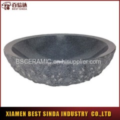 Natural granite vessel sink with faucet mount wash basin