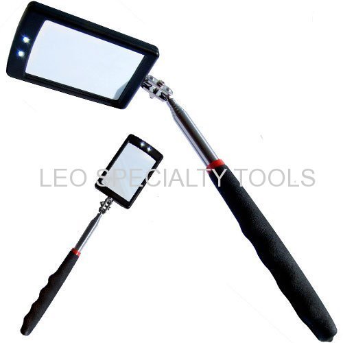 Telescopic Inspection Mirror With 2 Bright LEDs Extends 29-87cm