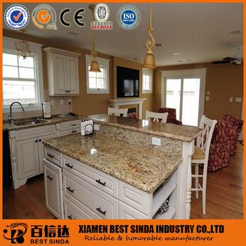 Natural granite Brazil Gold kitchen countertop with bar top