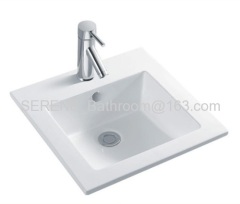 Sanitary ware Ceramic white color square slim edge bathroom furniture washbasin