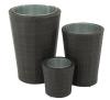 Set of 3 outdoor decorative UV resistant plastic rattan large plant pots wholesale