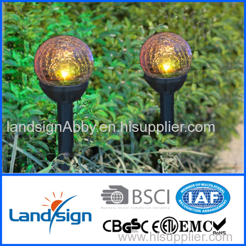 solar light factory landsign PP+Glass solar led ball light outdoor