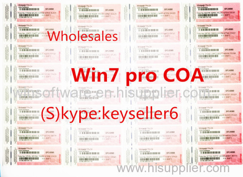 Win7 Pro Key card X16 coa labels oem coa stickers keys windows7