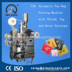 Tea Packaging Machinery Double Packing Inner-Outer Bags with Thread andTag/Label Automatic Packing China Manufacturer