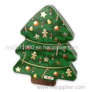 Christmas Tree Metal Tin Box