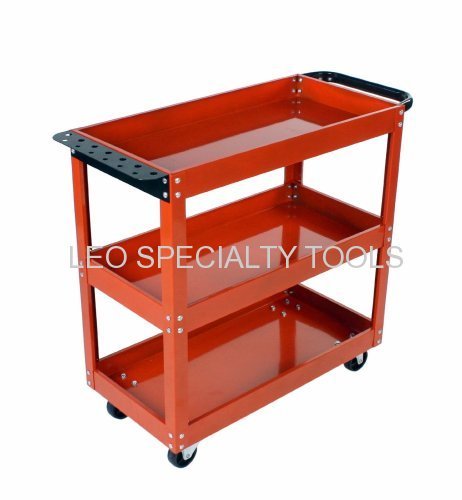 Heavy Duty Three Tier Steel Shelf Utility Cart (Red) Used As Shop or Auto Detailing Cart