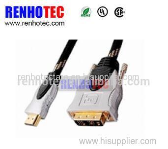 gold plated mini hdmi to av dvi connector braid cable