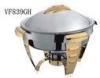 Gold Accented Round Soup Chafing Dish Buffet Set For Hotel / Restaurant