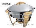 Gold Accented Round Soup Chafing Dish Buffet Set For Hotel / Restaurant