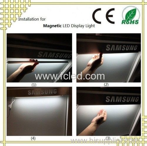 LED Rigid aluminun bar light install by magnet