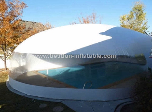 Big inflatable outdoor tent for swimming pool with clear windows