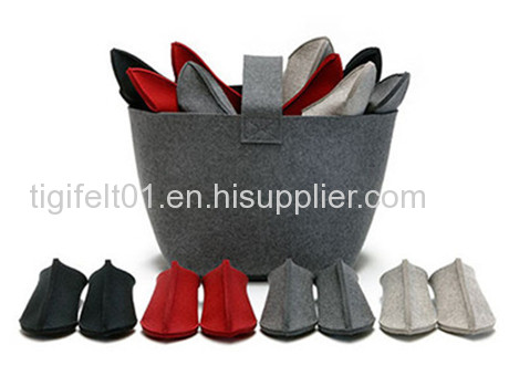 Large gray felt storage basket