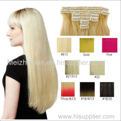 100% remy clip in human hair extensions