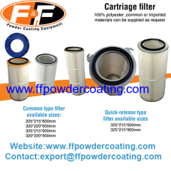 Cartridge filter for powder coating