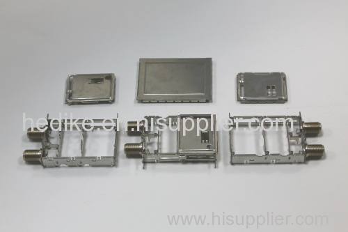 F connector with shielding cans for set top box