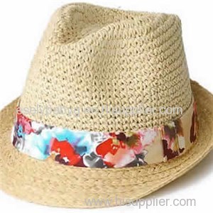 Beige Fedora Paper Straw Hat