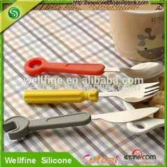 3 pcs tooling silicone tableware sets silicone fork spoon knife sets