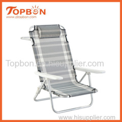 Plastic armrest beach chair with pillow