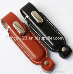 Leather USB Flash Drive 8GB Key Chain Flash Memory Drive Hot Selling Leather USB Flash Drive