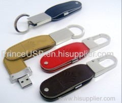 Leather USB Flash Drive 8GB Key Chain Flash Memory Drive Hot Selling Leather USB Flash Drive