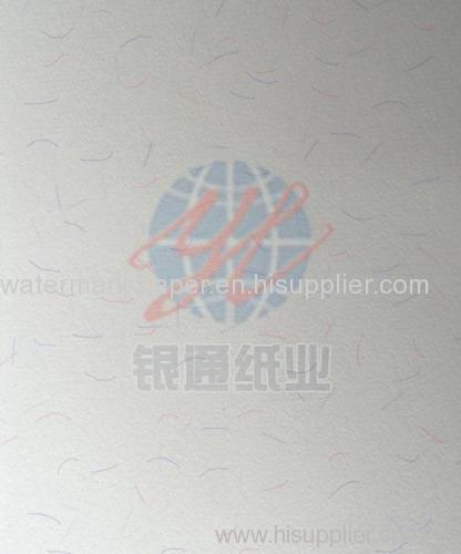security paper with watermark and UV fibers points strips