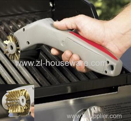 Electric Battery Operated BBQ Grill Brush With Brass Bristle Rotary