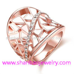 Gold Plated Costume Fashion Zircon Jewelry Women Rings
