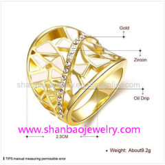 Gold Plated Costume Fashion Zircon Jewelry Women Rings