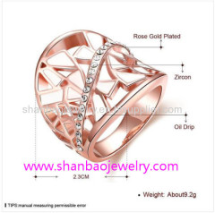 Gold Plated Costume Fashion Zircon Jewelry Women Rings