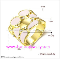 Gold Plated Costume Fashion Zircon Jewelry Woman Rings