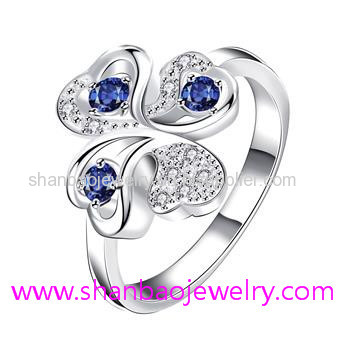 Silver Plated Costume Fashion Zircon Jewelry Rings