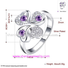 Silver Plated Costume Fashion Zircon Jewelry Rings