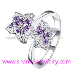 Silver Plated Costume Fashion Zircon Jewelry Women Rings