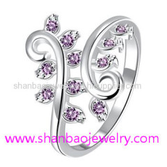 Silver Plated Costume Fashion Zircon Jewelry Woman Rings