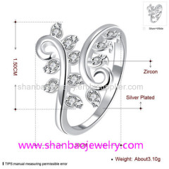 Silver Plated Costume Fashion Zircon Jewelry Woman Rings