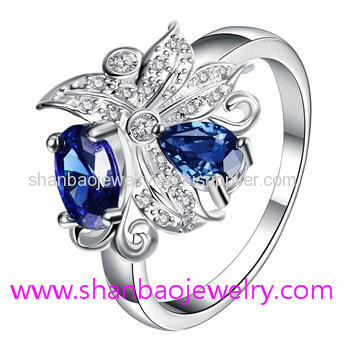 Silver Plating Costume Fashion Zircon Jewelry Woman Rings