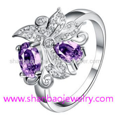 Silver Plating Costume Fashion Zircon Jewelry Woman Rings