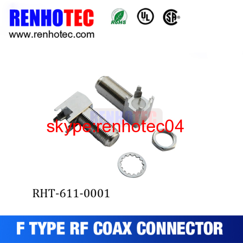 RF CONNECTOR F CONNECTOR RIGHT ANGLE PCB MOUNT JACK