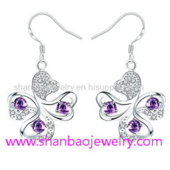 Silver Plated Costume Fashion Zircon Jewelry Earrings